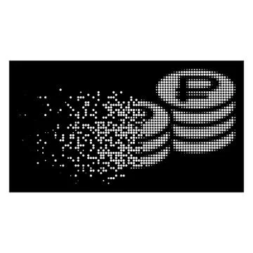 White Sparkle Dot Halftone Rouble Coin Stacks Icon イラスト素材