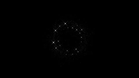 White sparkle particle ring glowing circular dust, bright star flares, deep blac Stock Footage 340565807