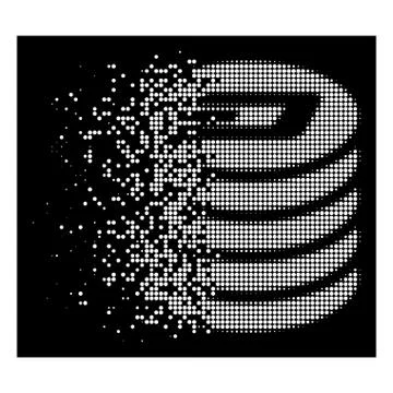 White Sparkle Pixelated Halftone Dash Coin Stack Icon Stock Illustration