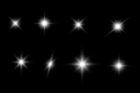 White Sparkles on Black Background 스톡 일러스트