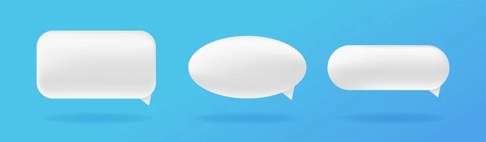 White speech 3d bubbles. Rounded and rectangular dialog box Stock Illustration