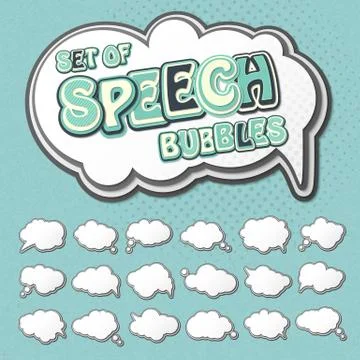 White speech balloons. Set of thought bubbles Stock Illustration