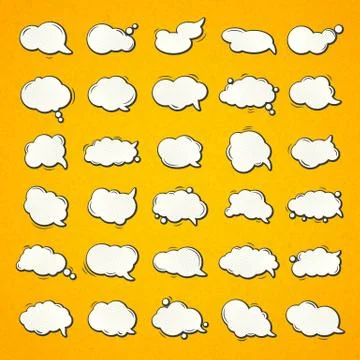 White speech balloons. Set of thought bubbles Stock Illustration