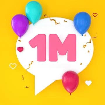 A white speech bubble with 1 million is depicted on a yellow background. The  Stock Illustration