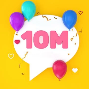 A white speech bubble with 10 millions is depicted on a yellow background. .. Stock Illustration