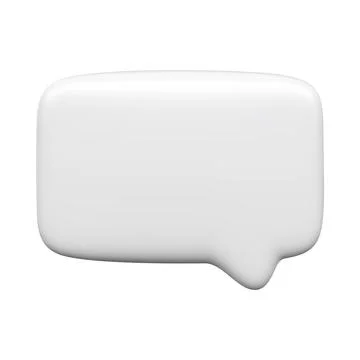 White speech bubble 3d icon rectangular vector isolated on white background Stock Illustration