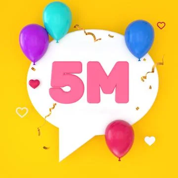A white speech bubble with 5 millions is depicted on a yellow background. The Stock Illustration