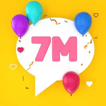 A white speech bubble with 7 millions is depicted on a yellow background. The Stock Illustration