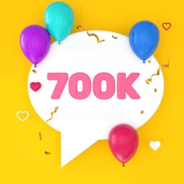 A white speech bubble with 700k is depicted on a yellow background, represent Stock Illustration