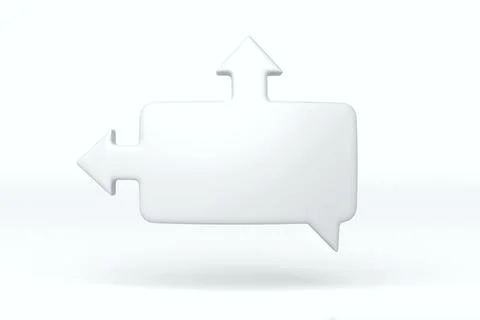 White speech bubble with arrows in two directions, symbolizing choices, dir.. Stock Illustration
