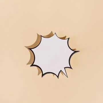 White speech bubble with black border text beige background Stock Illustration