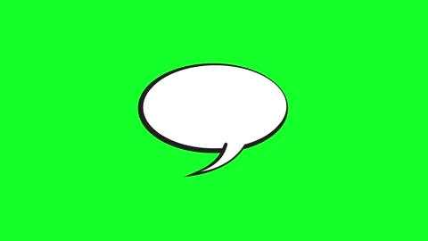 White speech bubble with black outline isolated on a bright green screen ba.. Vidéo 346725083