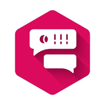 White Speech bubble chat about baseball game icon isolated with long shadow 스톡 일러스트