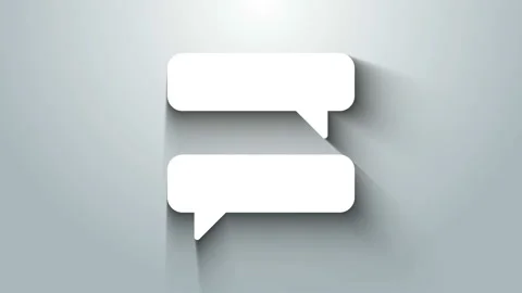 White Speech bubble chat icon isolated on grey background. Message icon Stock Footage 145916617