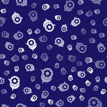 White Speech bubble chat icon isolated seamless pattern on blue background Stock Illustration