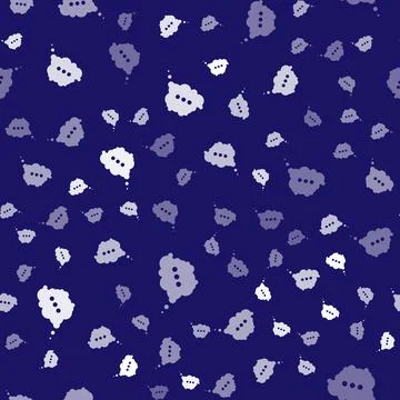 White Speech bubble chat icon isolated seamless pattern on blue background Stock Illustration