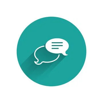 White Speech bubble chat icon isolated with long shadow background. Message i Stock Illustration