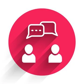 White Speech bubble chat icon isolated with long shadow. Message icon Stock Illustration