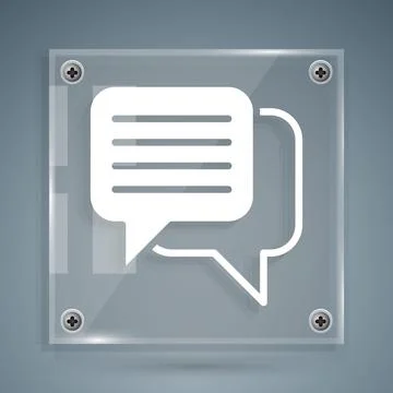 White Speech bubble chat icon isolated on grey background. Message icon Illustrazione stock