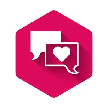 White Speech bubble chat icon isolated with long shadow background. Message.. Stock Illustration