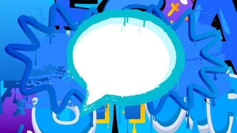 White speech bubble on colorful Graffiti background. Abstract modern street.. Stock Illustration