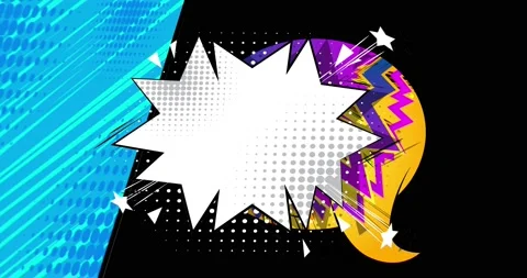 White speech bubble on colorful pop art background and black screen Stock Footage 172279568