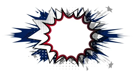 White speech bubble on dark blue and comic book elements Stock Footage 172120594