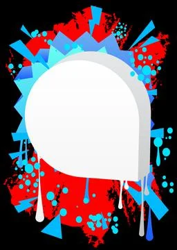 White Speech Bubble Graffiti with black red and blue Background. Urban pain.. Stock-Illustration