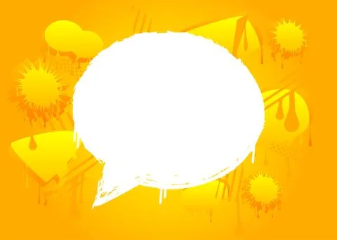 White Speech Bubble Graffiti on yellow Background. Urban painting style bac.. Stock Illustration