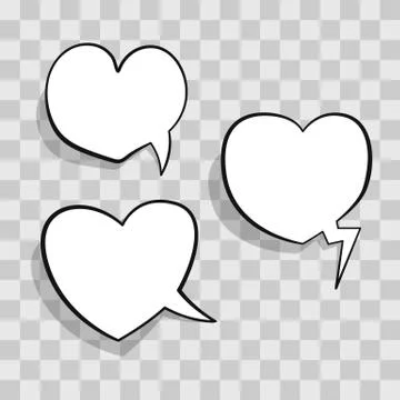 White speech bubble in heart shape for chat in social networks or cloud comic Stock Illustration