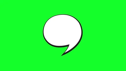 White speech bubble icon with black outline isolated on a green screen back.. Vidéo 346725080