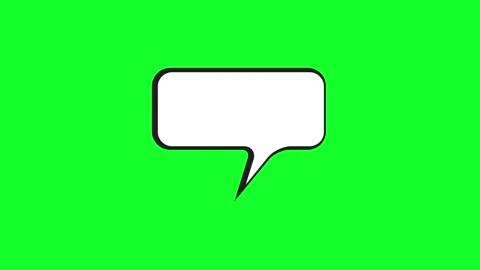 White speech bubble icon with black outline on a green screen background Stockbeeldmateriaal 346725081