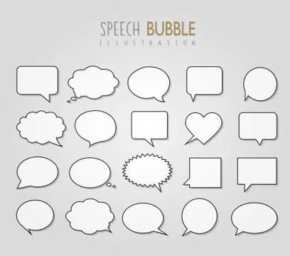 White speech bubble illustration set Stock Illustration