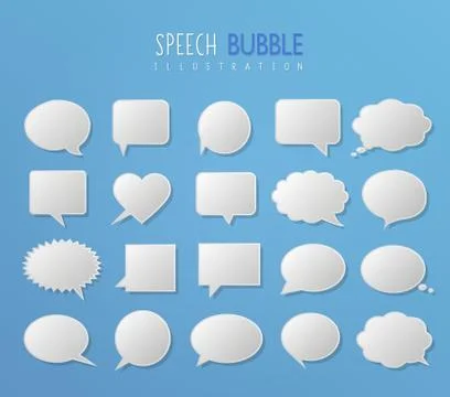 White speech bubble illustration set Stock Illustration