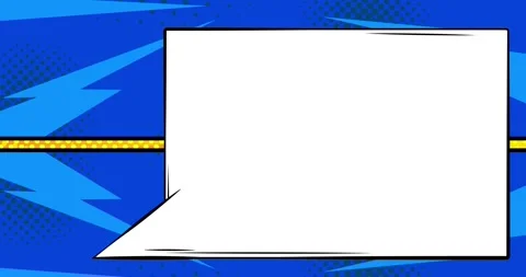 White speech bubble on pop art blue yellow background Stock Footage 262786105