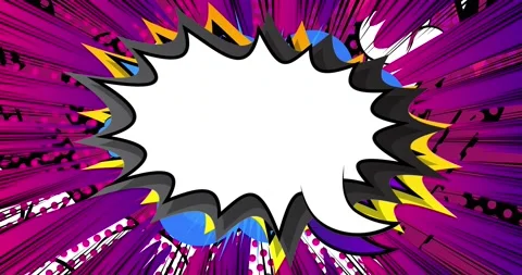 White Speech Bubble on purple comic book background Stock Footage 168593777