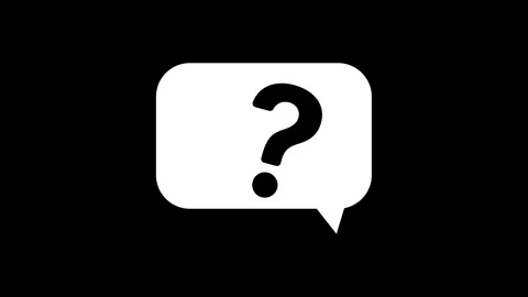 White speech bubble with a question mark on black background. 스톡 동영상 297952025