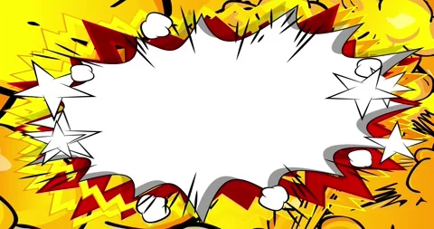 White speech bubble on Red yellow comic book backgrund Stock Footage 264009330