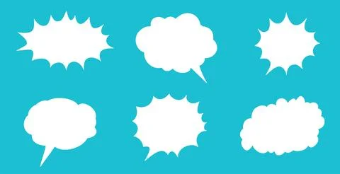 White speech bubble set on blue background Stock Illustration