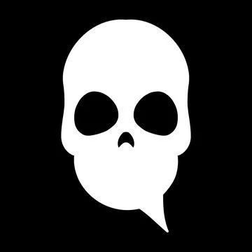 White speech bubble skull icon. Comment icon illustration in gothic style.  Stock Illustration