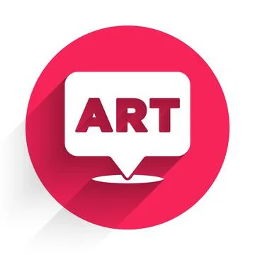 White Speech bubble with text art icon isolated with long shadow. Message icon Stock Illustration