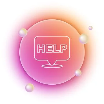 White Speech bubble with text Help icon isolated on white background. Orang.. Stock Illustration