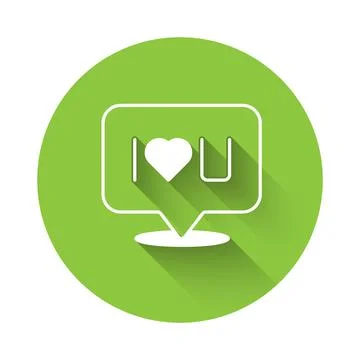 White Speech bubble with text I love you icon isolated with long shadow Stock Illustration