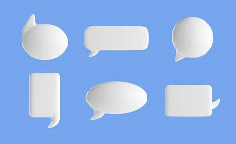 White speech bubbles, 3d chat icons Illustrazione stock