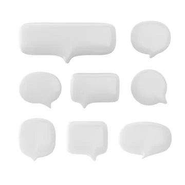 White speech bubbles 3D vector illustration set Stock Illustration