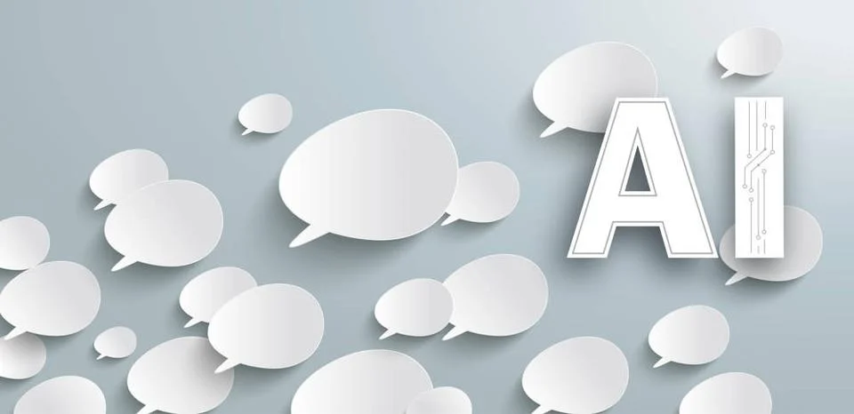 White Speech Bubbles AI Header Header with bevel speech bubbles and the te... Stock Photos