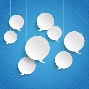 White speech bubbles blue sky Stock Illustration