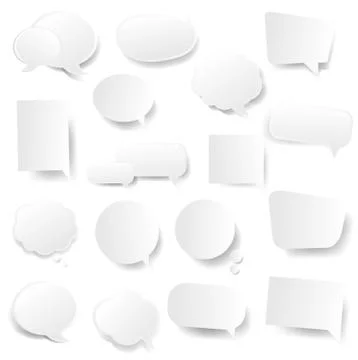 White Speech Bubbles Collection In White Background Stock Illustration
