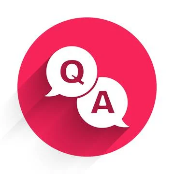 White Speech bubbles with Question and Answer icon isolated with long shadow. Q Illustrazione stock