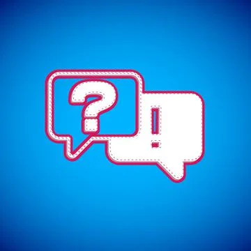 White Speech bubbles with Question and Answer icon isolated on blue background Stock Illustration
